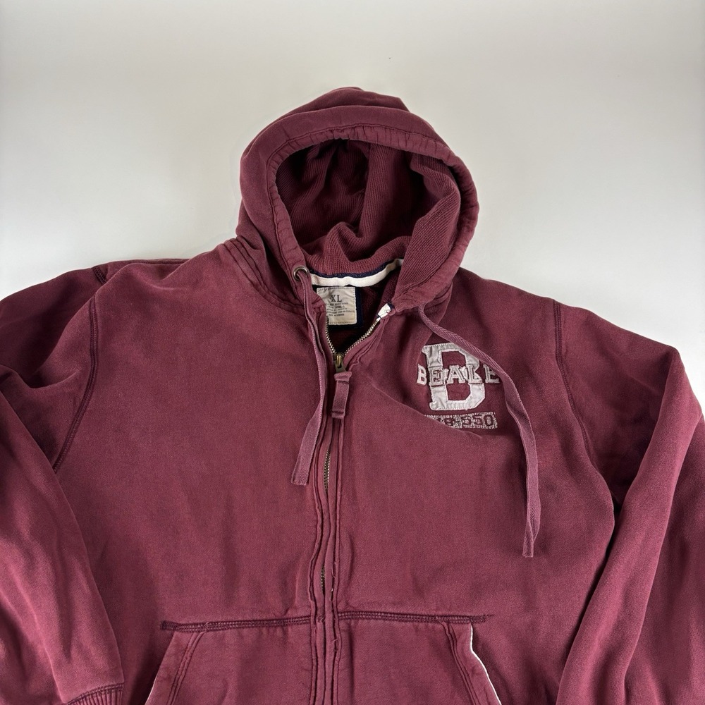 Old Navy Mens XL Maroon Basic Issue Distressed MB-550 Full Zip Hoodie VTG Heavy - Picture 6 of 14